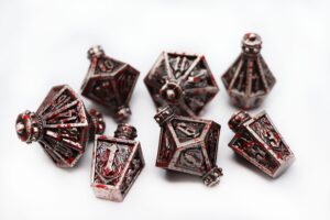 Moonlit Lantern: Blood Splatter – Metal RPG Dice Set