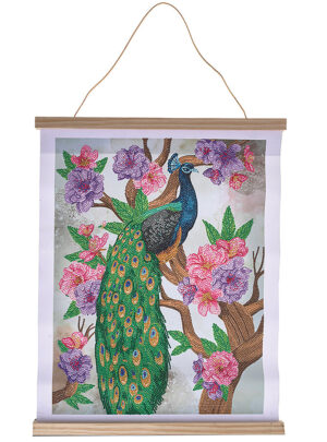 Crystal Art Scroll Kit: Peacock Peony