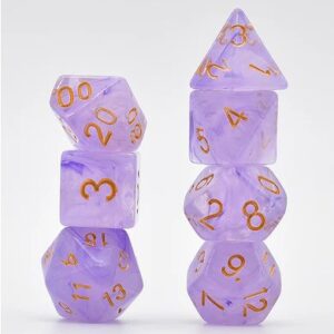 Purple Silk Translucent Dice RPG Dice Set