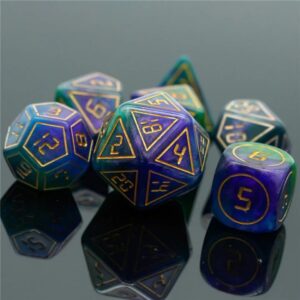 Cybernated Purple & Green RPG Dice Set – XLarge