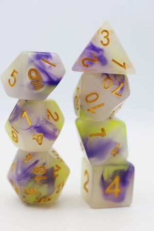 Yellow & Purple Jade RPG Dice Set
