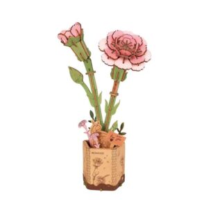 3D Wooden Flower Pink Carnation