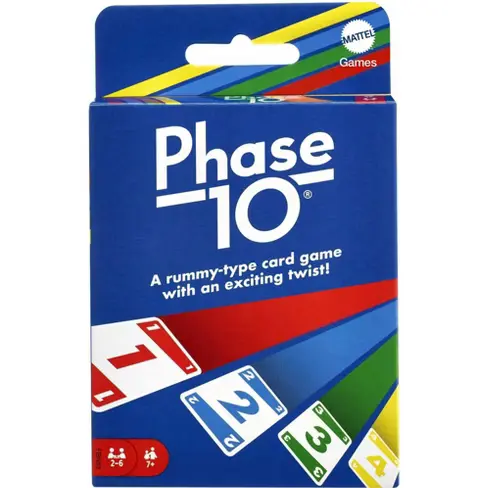 An image of the box for the Phase 10 Card Game.