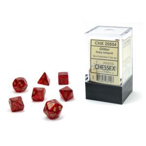 7-set Cube Mini Glitter Ruby with Gold