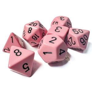 7-set Opaque Polyhedral Pastel Pink/black