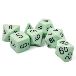 7-set Opaque Polyhedral Pastel Green/black