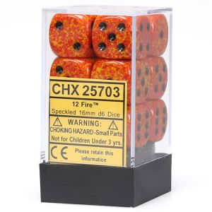 d6 Cube 16mm Speckled Fire (12)