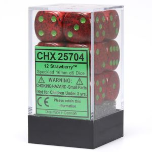 d6 Cube 16mm Speckled Strawberry (12)