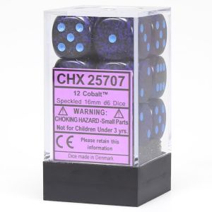 d6 Cube 16mm Speckled Cobalt (12)