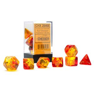 7-Set Cube Gemini Translucent Red-Yellow with Gold