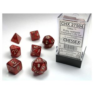 7-Set Cube Glitter Ruby with Gold