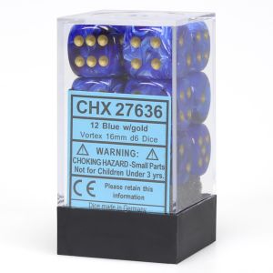 d6 Cube 16mm Vortex Blue with Gold (12)