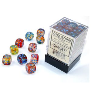 d6 Cube 12mm Luminary Nebula Primary with Turquoise (36)