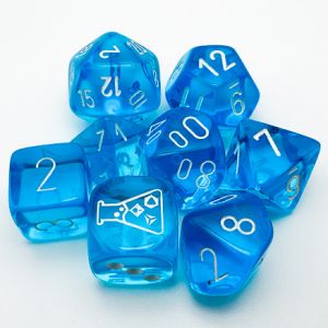 7-set Translucent Tropical Blue with White