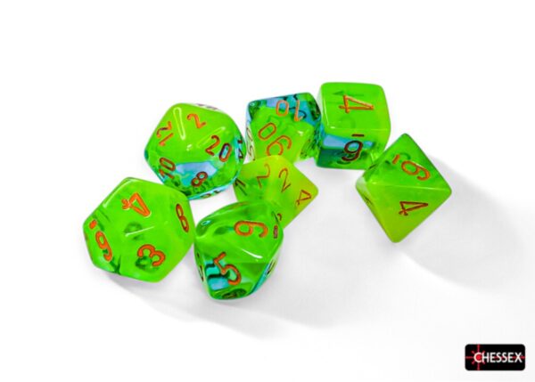 Gemini Plasma Green - Teal/Orange RPG Dice Set